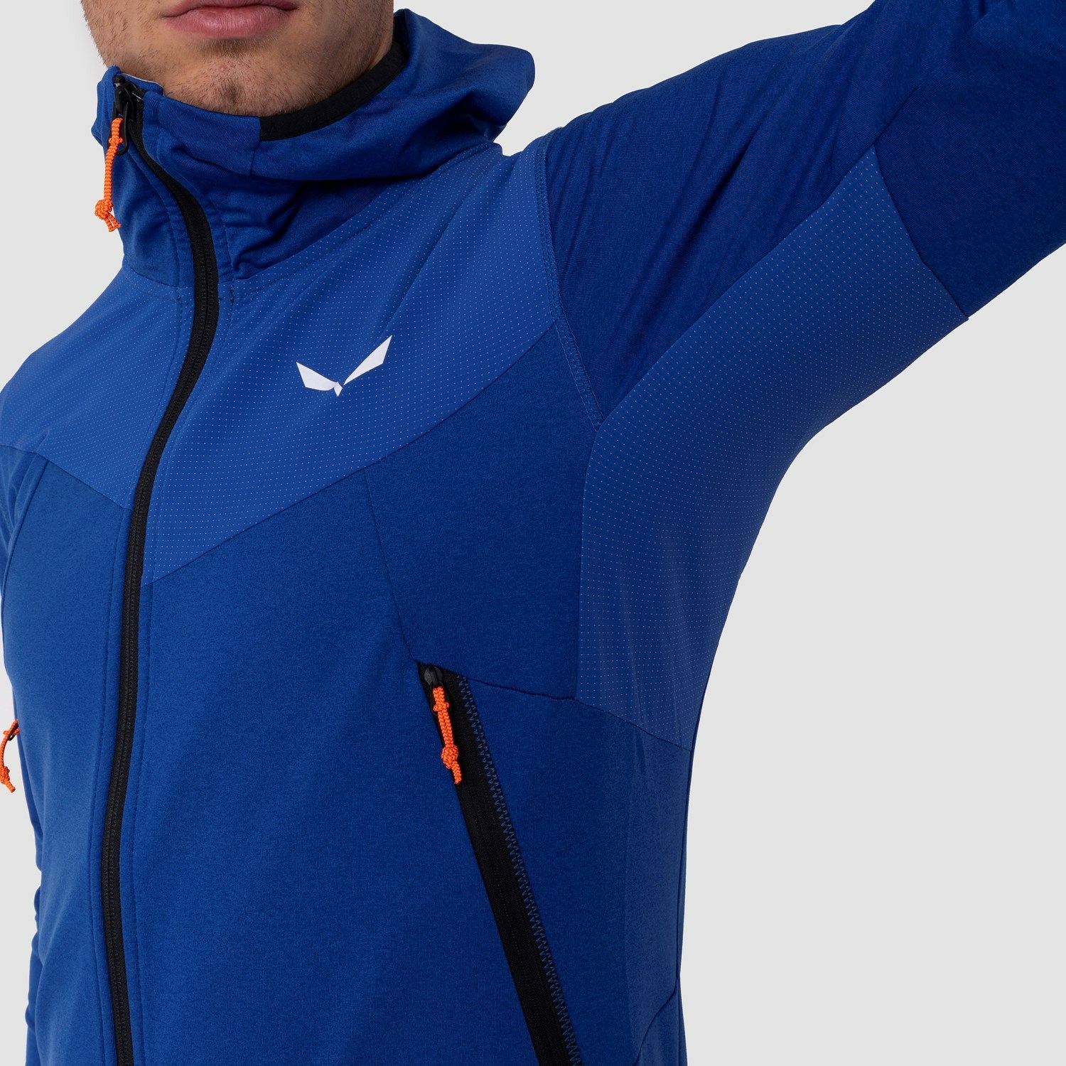 Férfi Salewa Agner Hibrid Polarlite Durastretch Csuklyás Jacket Kapucnis Pulóver Kék | 1057-HIYBV