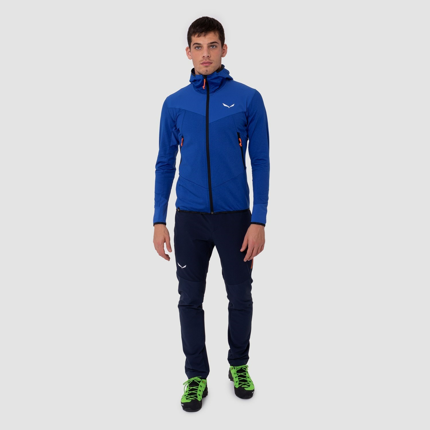 Férfi Salewa Agner Hibrid Polarlite Durastretch Csuklyás Jacket Kapucnis Pulóver Kék | 1057-HIYBV