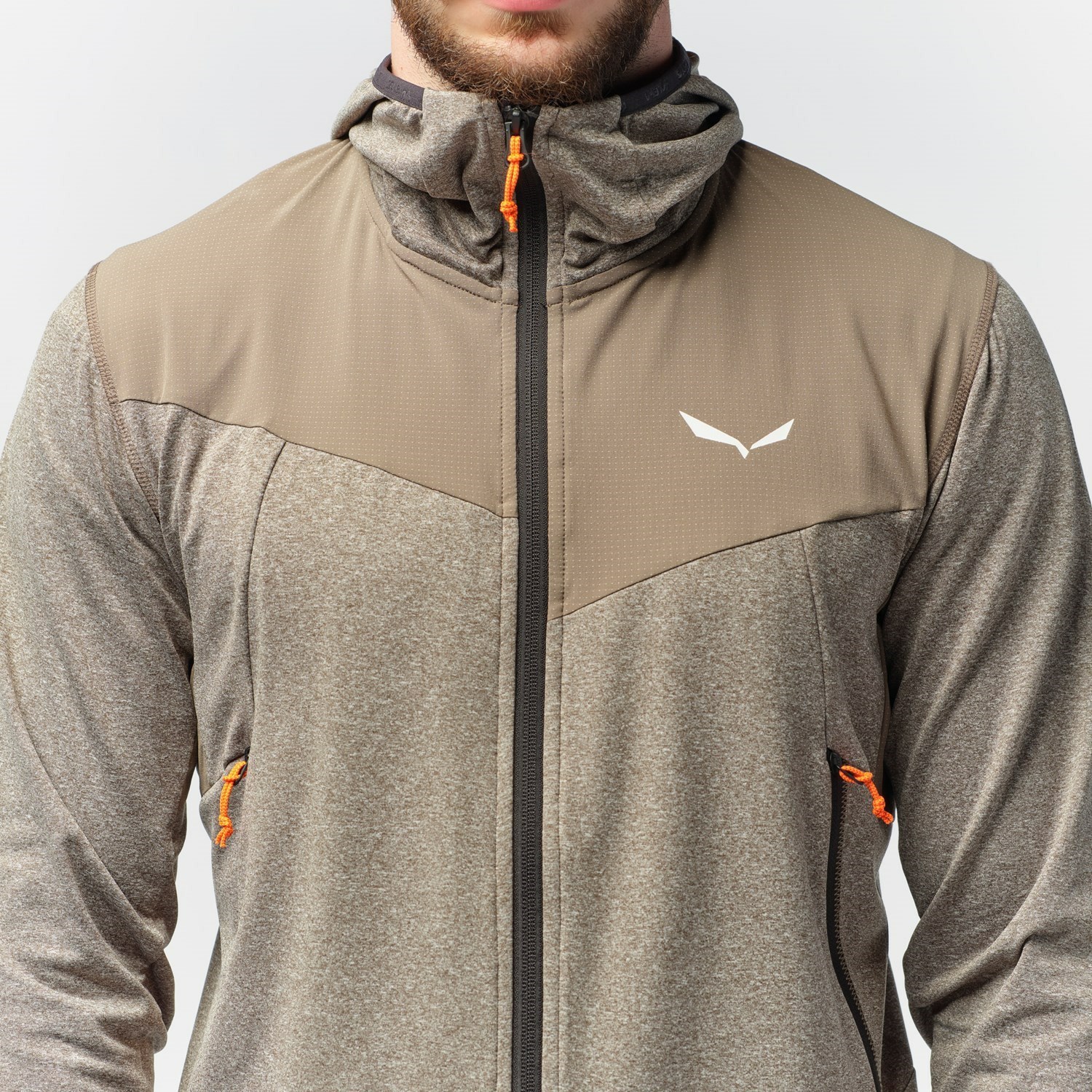 Férfi Salewa Agner Hibrid Polarlite Durastretch Csuklyás Jacket Kapucnis Pulóver Barna | 2768-BWJCU