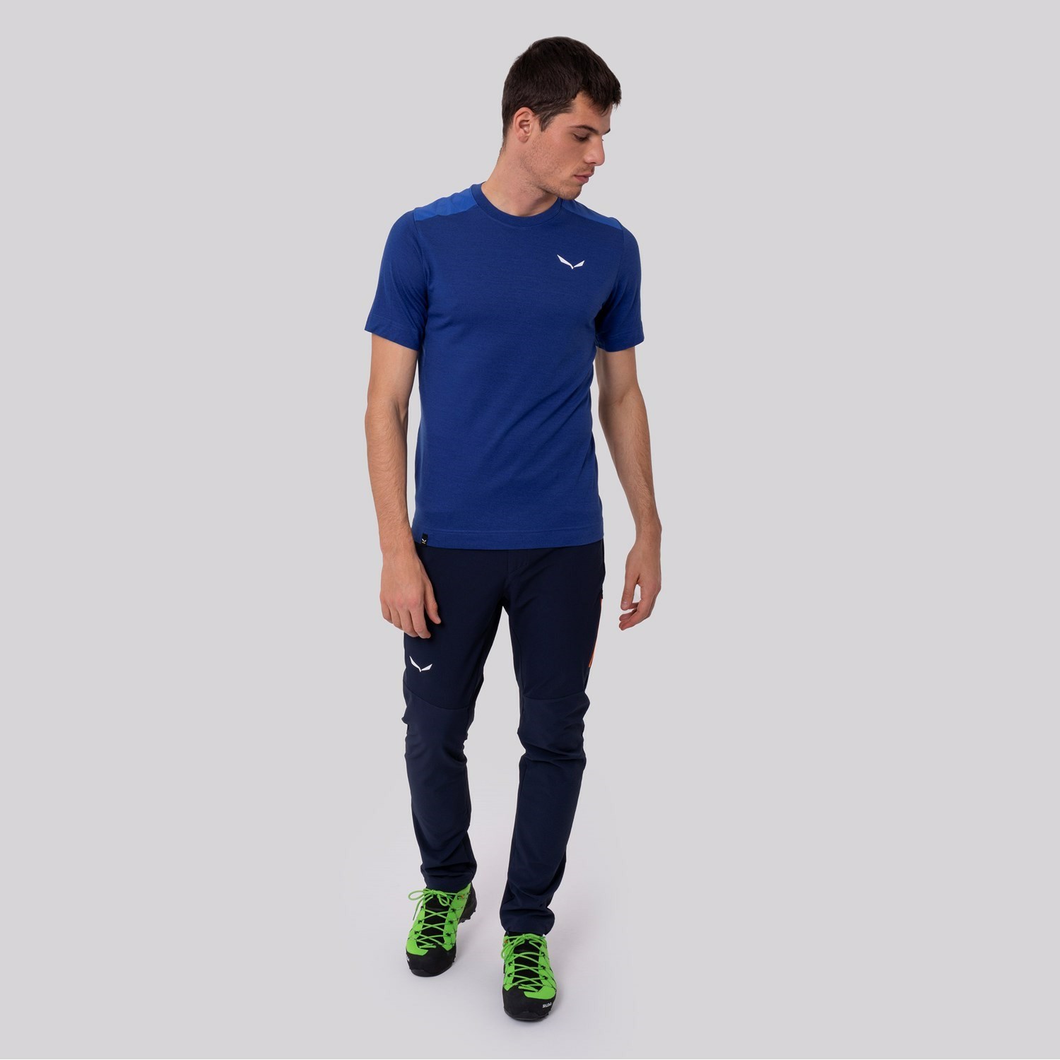 Férfi Salewa Agner Merino T-Shirt Rövid Ujjú Ing Kék | 3791-LOXPJ