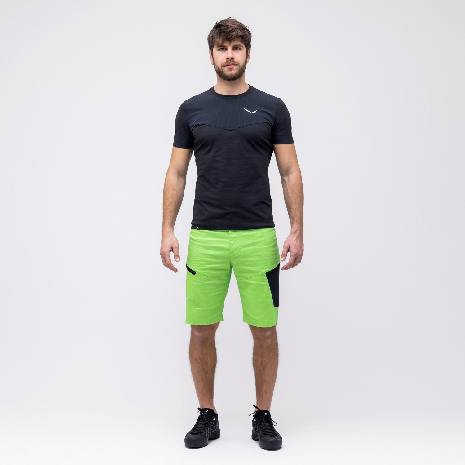 Férfi Salewa Alpine Hemp T-Shirt Rövid Ujjú Ing Fekete | 1306-NZFXM