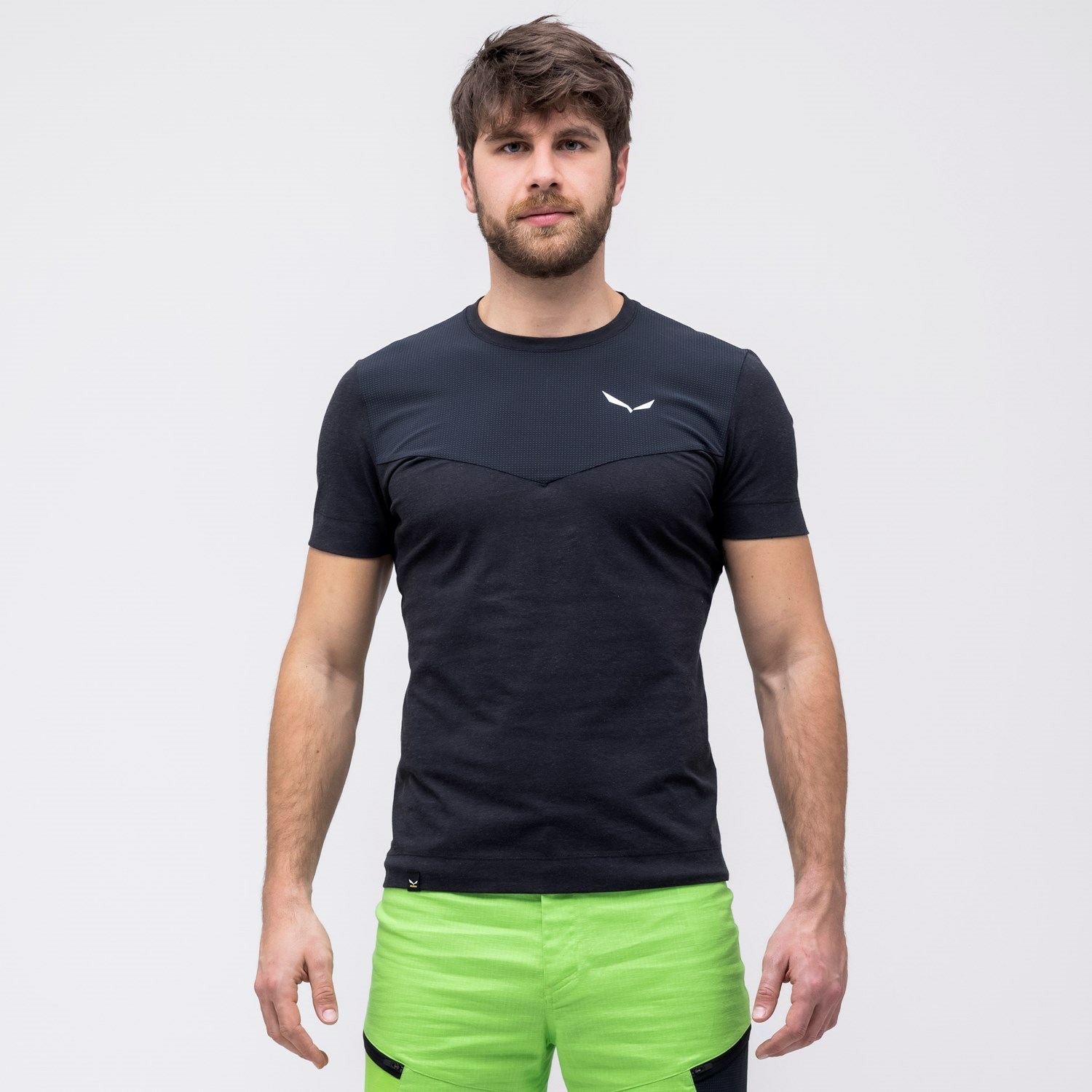 Férfi Salewa Alpine Hemp T-Shirt Rövid Ujjú Ing Fekete | 1306-NZFXM