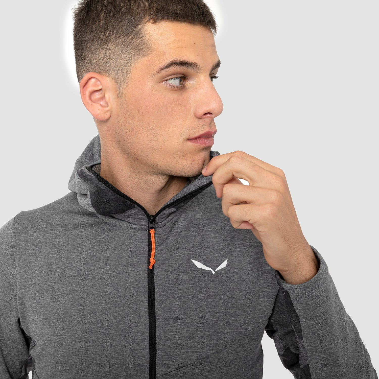 Férfi Salewa Boe Merino Csuklyás Half Zip Tee Kapucnis Pulóver Szürke | 8034-MFRZW