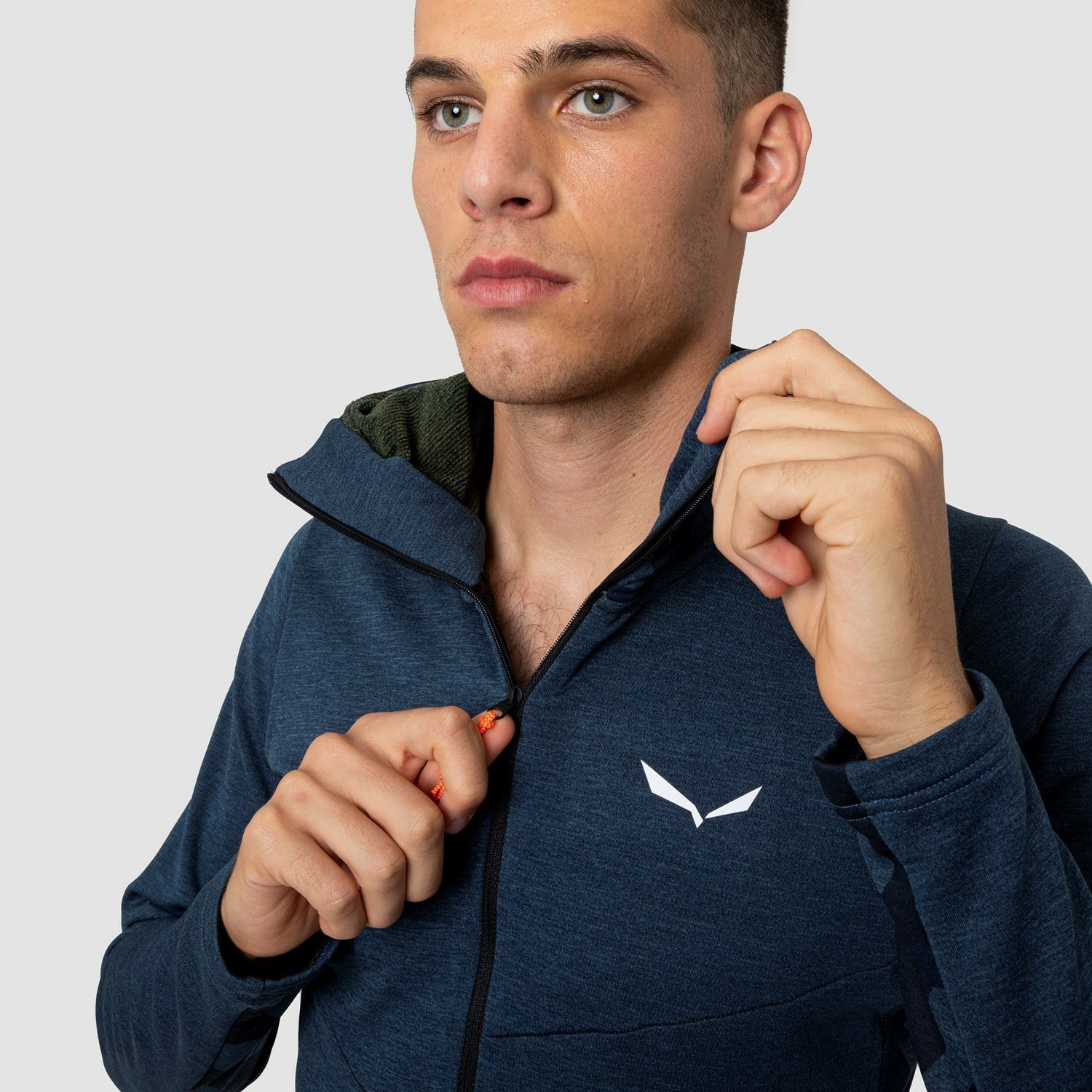 Férfi Salewa Boe Merino Csuklyás Half Zip Tee Kapucnis Pulóver Kék | 8325-GOKYF