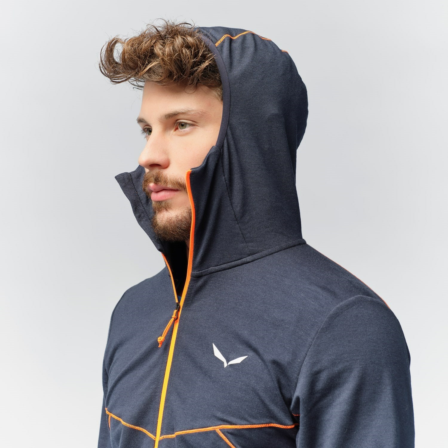 Férfi Salewa Light Micro Polarlite Full Zip Csuklyás Jacket Kapucnis Pulóver Sötétkék | 8154-FDPCQ