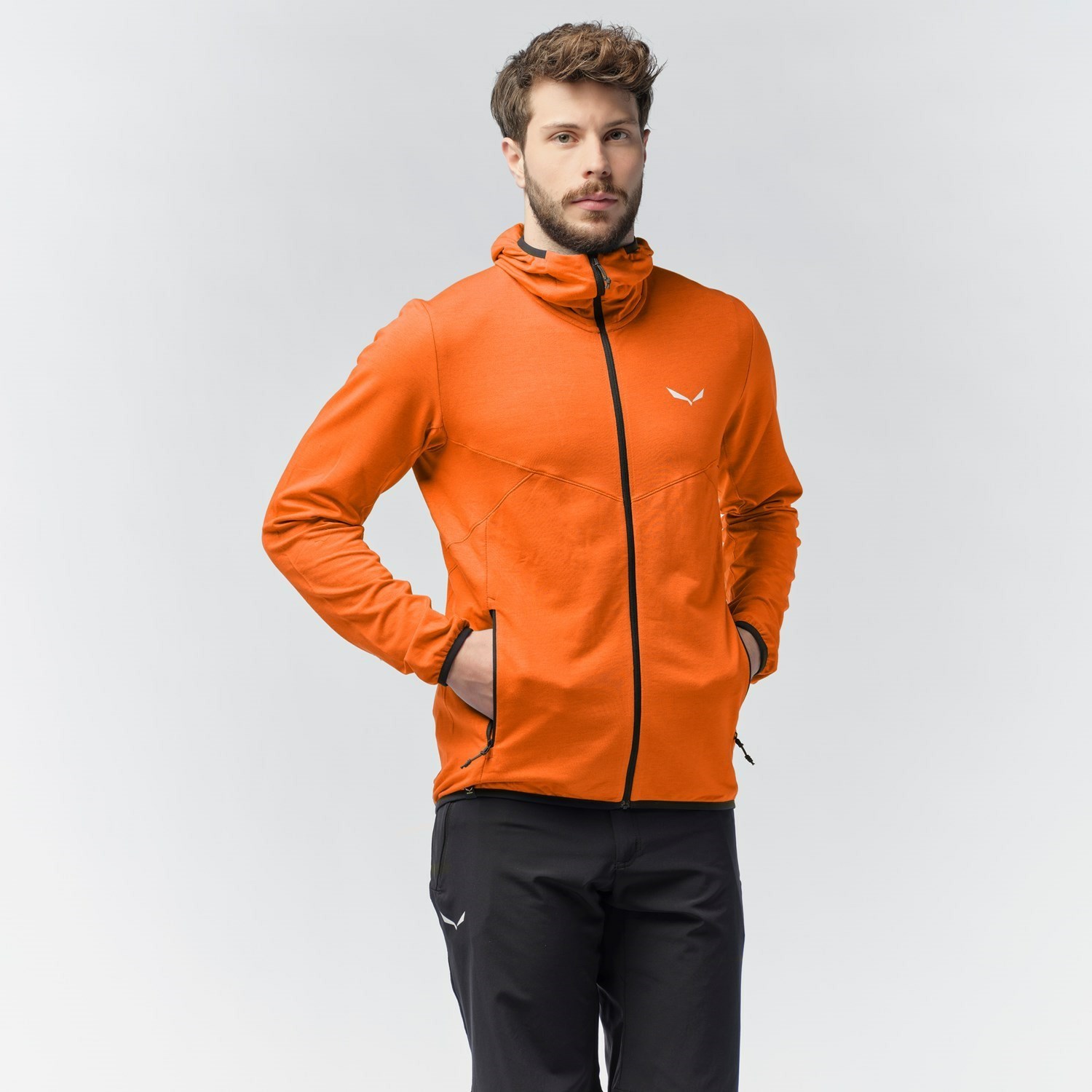 Férfi Salewa Light Micro Polarlite Full Zip Csuklyás Jacket Kapucnis Pulóver Narancssárga | 9021-WEGJZ