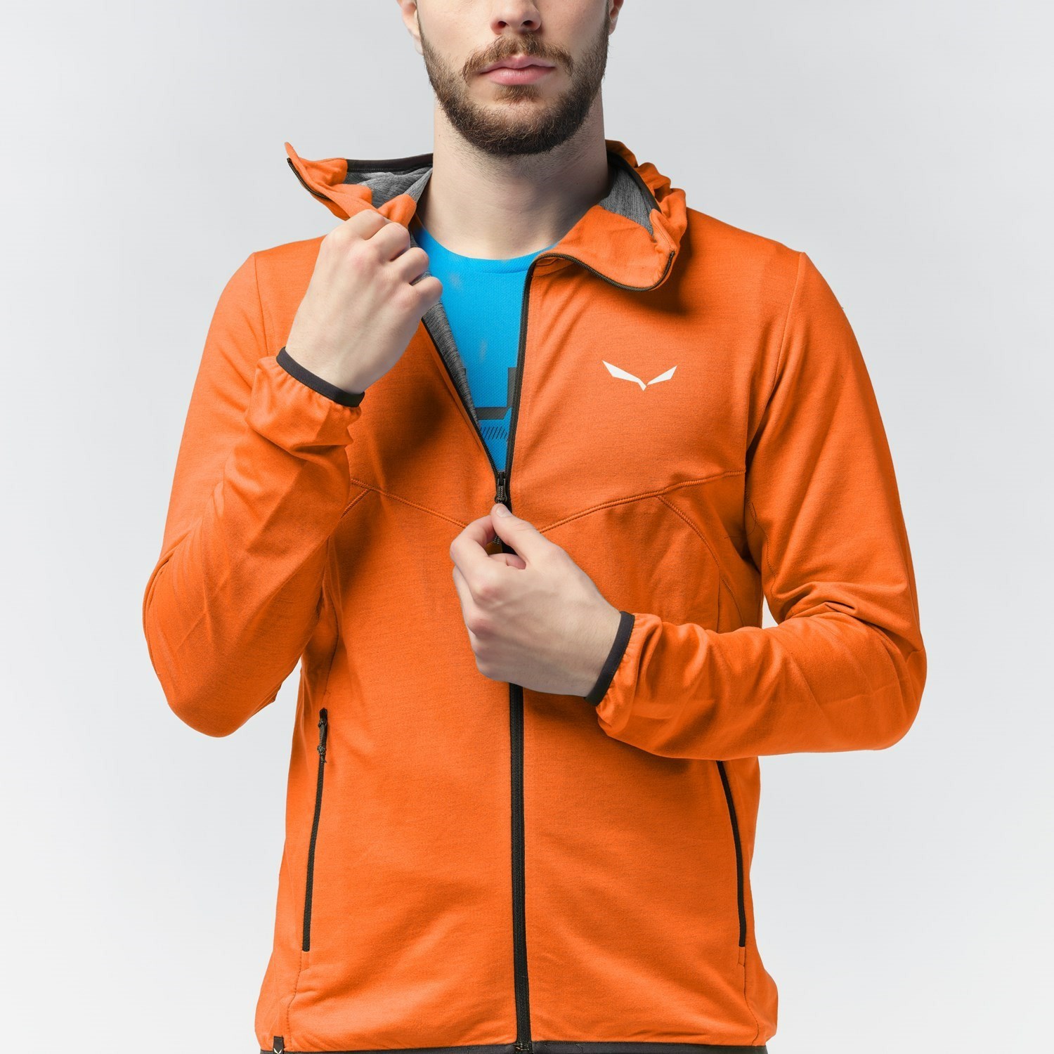 Férfi Salewa Light Micro Polarlite Full Zip Csuklyás Jacket Kapucnis Pulóver Narancssárga | 9021-WEGJZ