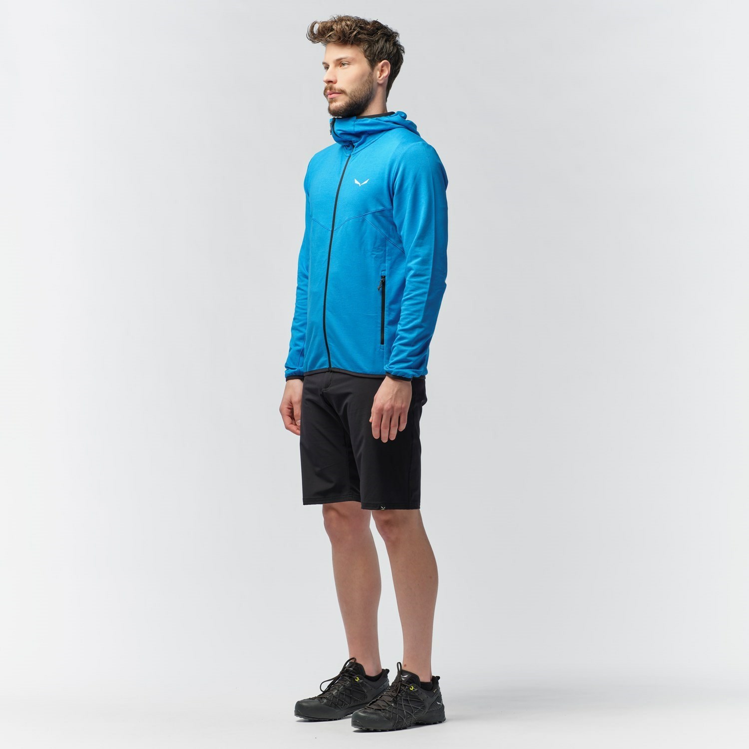 Férfi Salewa Light Micro Polarlite Full Zip Csuklyás Jacket Kapucnis Pulóver Kék | 9701-JIQDF