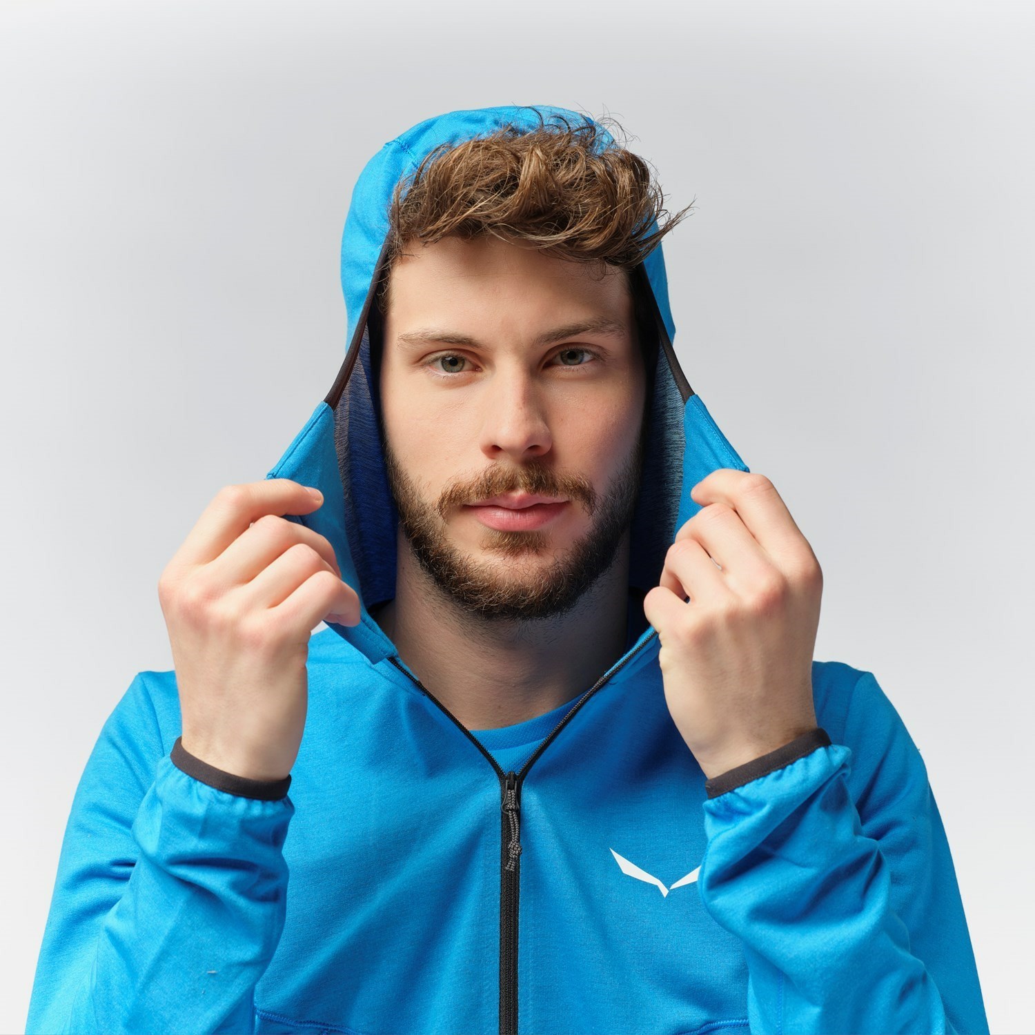 Férfi Salewa Light Micro Polarlite Full Zip Csuklyás Jacket Kapucnis Pulóver Kék | 9701-JIQDF