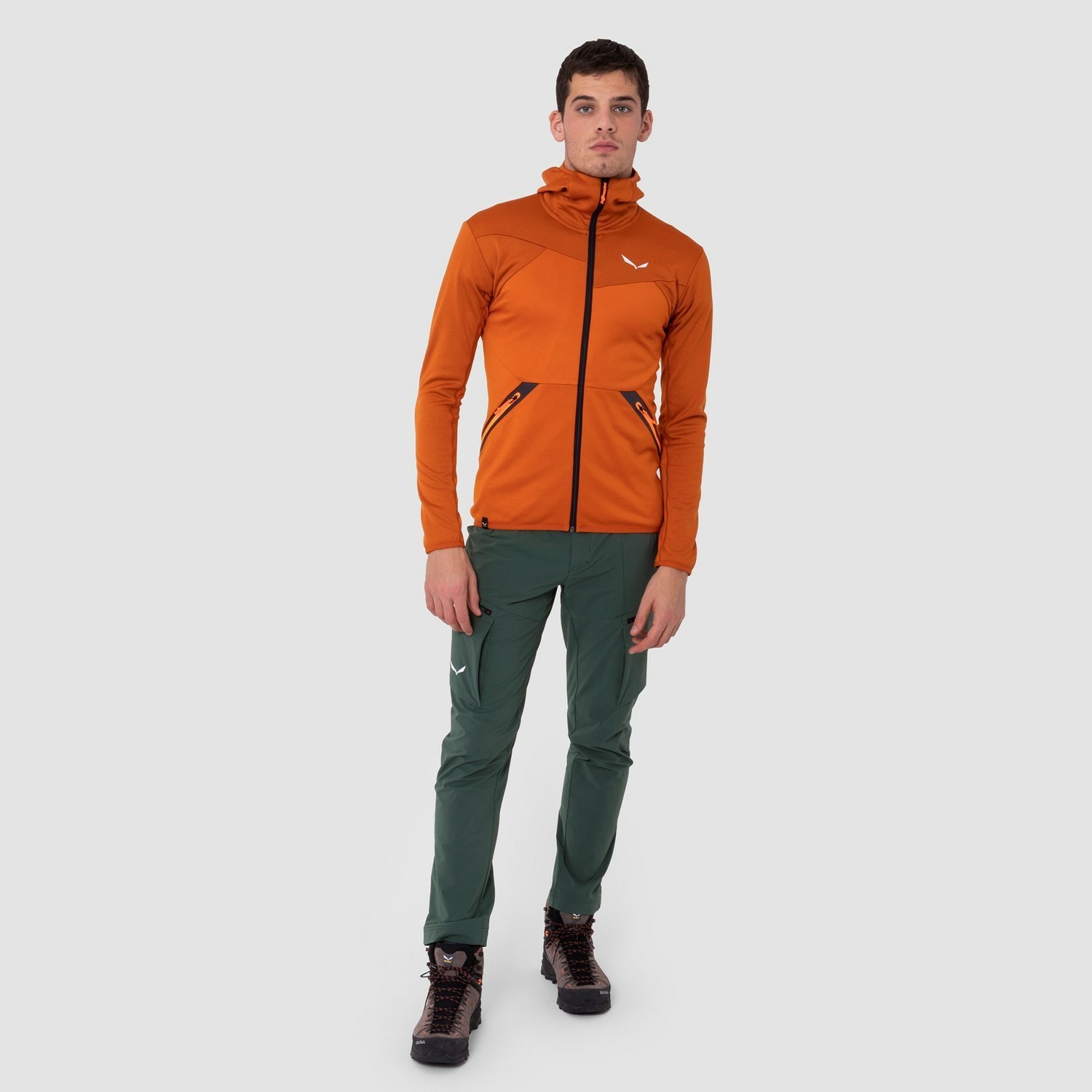 Férfi Salewa Puez Melange Polarlite Csuklyás Jacket Kapucnis Pulóver Narancssárga | 3421-IBHCE