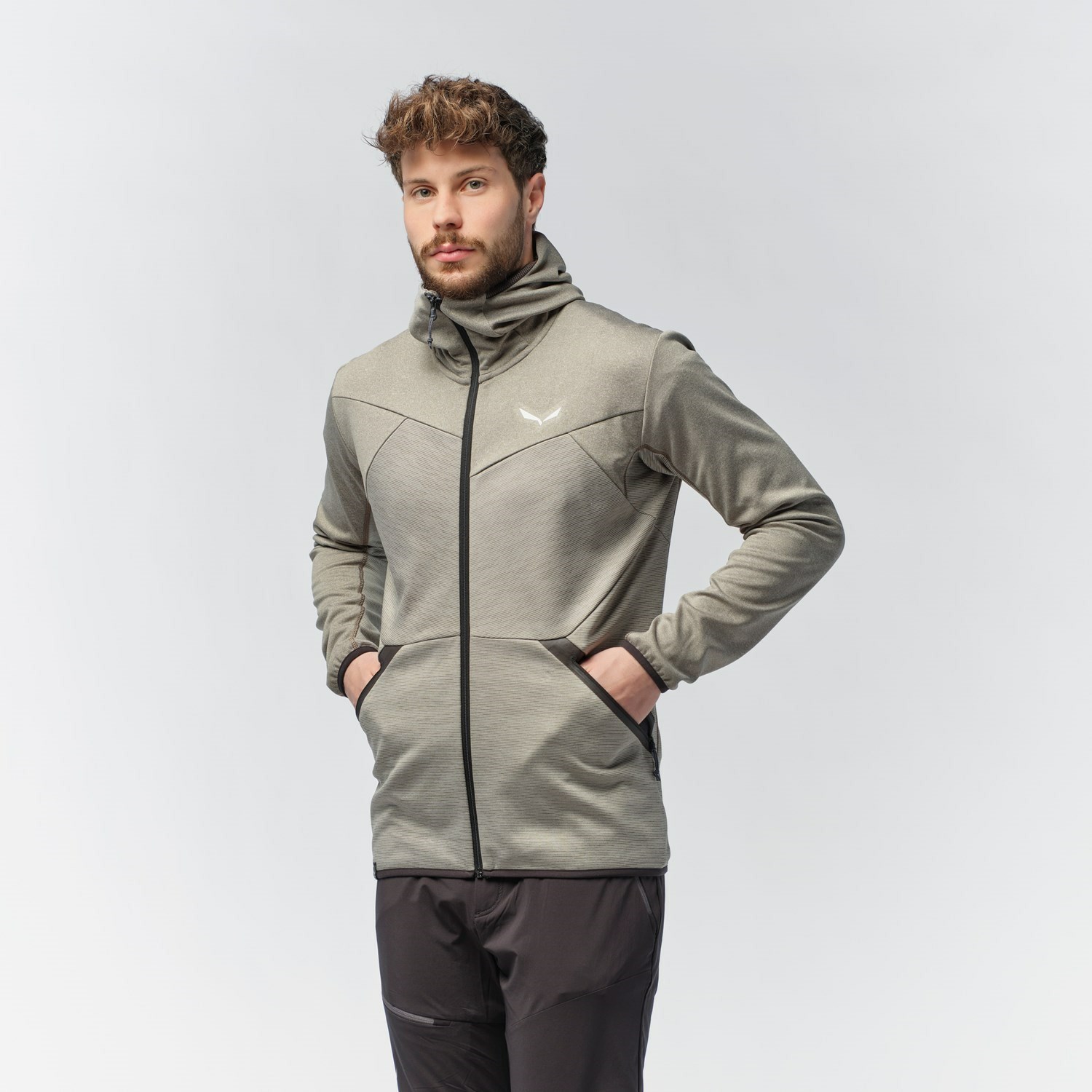 Férfi Salewa Puez Melange Polarlite Csuklyás Jacket Kapucnis Pulóver Barna | 5132-EAVTL