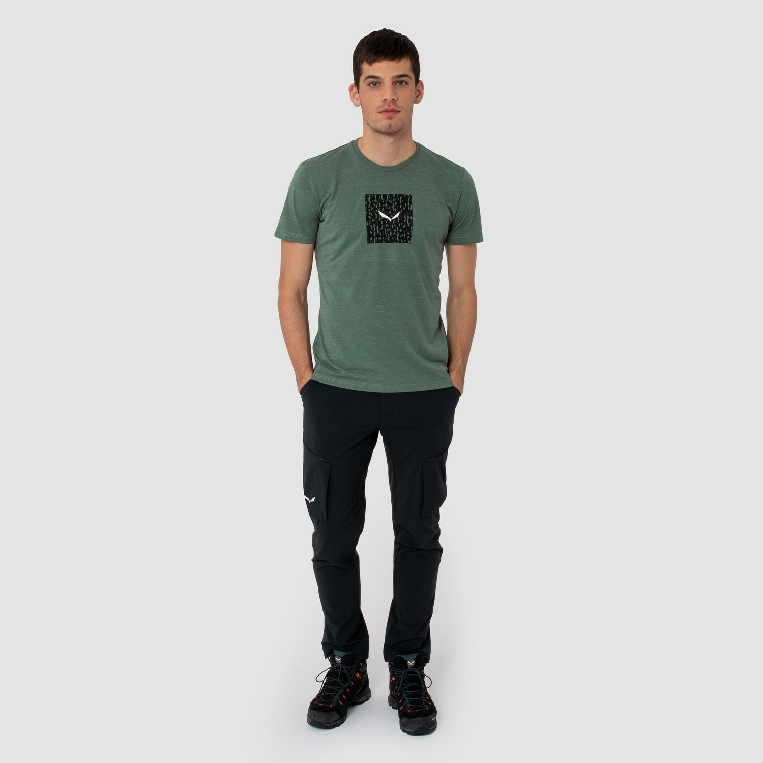 Férfi Salewa Pure Box Dryton T-Shirt Rövid Ujjú Ing Zöld | 3059-ARKUQ