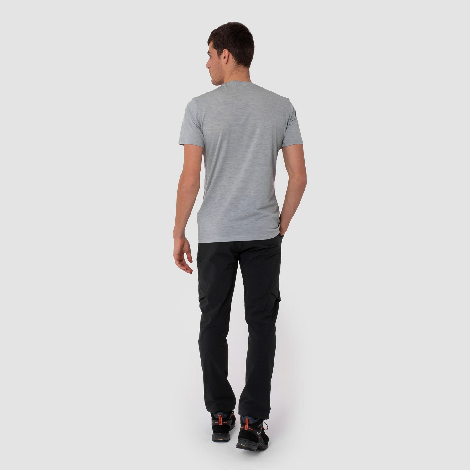 Férfi Salewa Pure Logo Pocket Merino T-Shirt Rövid Ujjú Ing Szürke | 1248-NKPJZ