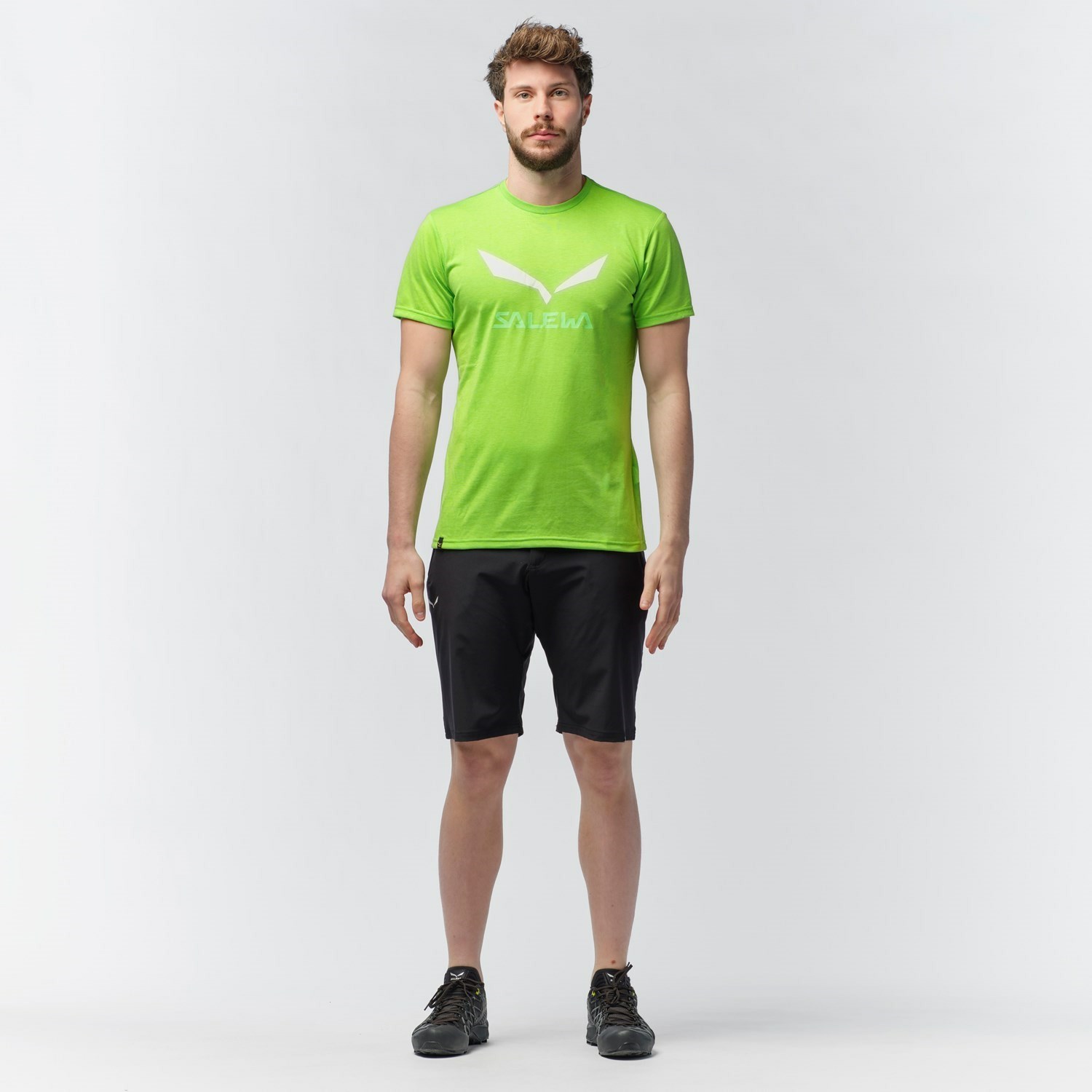 Férfi Salewa Solidlogo Dri-Release® T-shirt Rövid Ujjú Ing Zöld | 4562-AMZJC