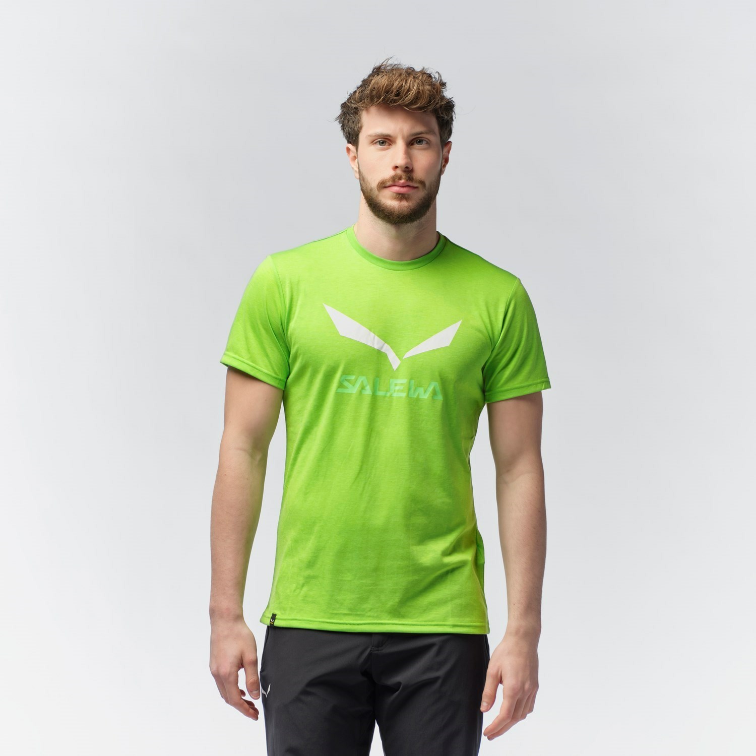 Férfi Salewa Solidlogo Dri-Release® T-shirt Rövid Ujjú Ing Zöld | 4562-AMZJC