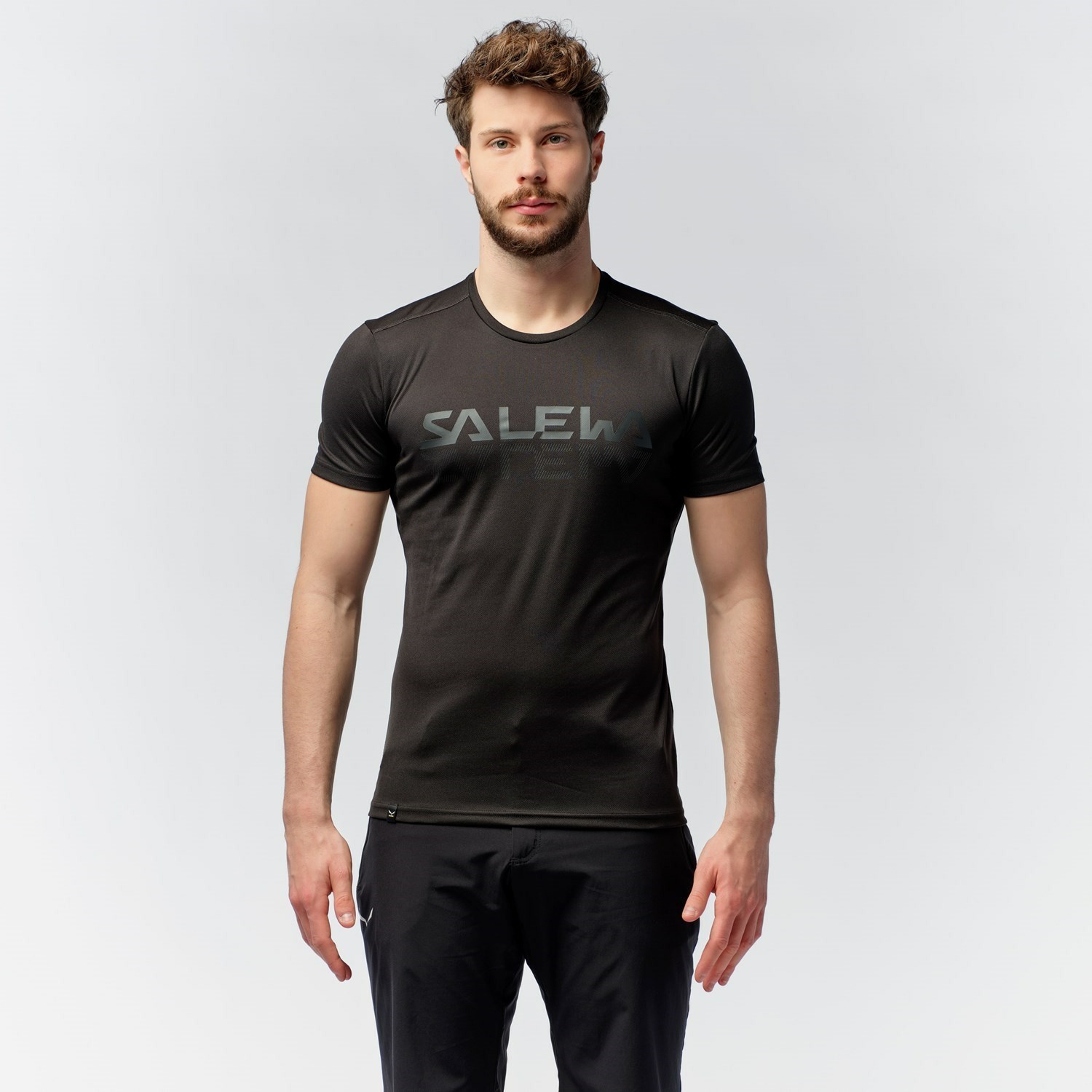 Férfi Salewa Sportos Graphic Dry T-shirt Rövid Ujjú Ing Fekete | 6732-CXZKT