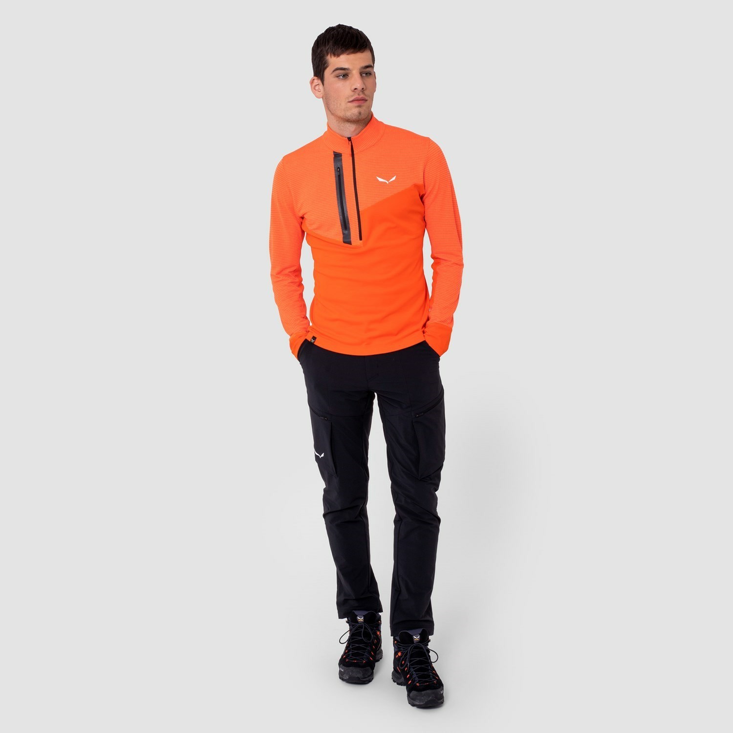 Férfi Salewa Vajolet Polarlite Responsive Half Zip Fleece Hosszú Ujjú Ing Narancssárga | 1280-OYQKN