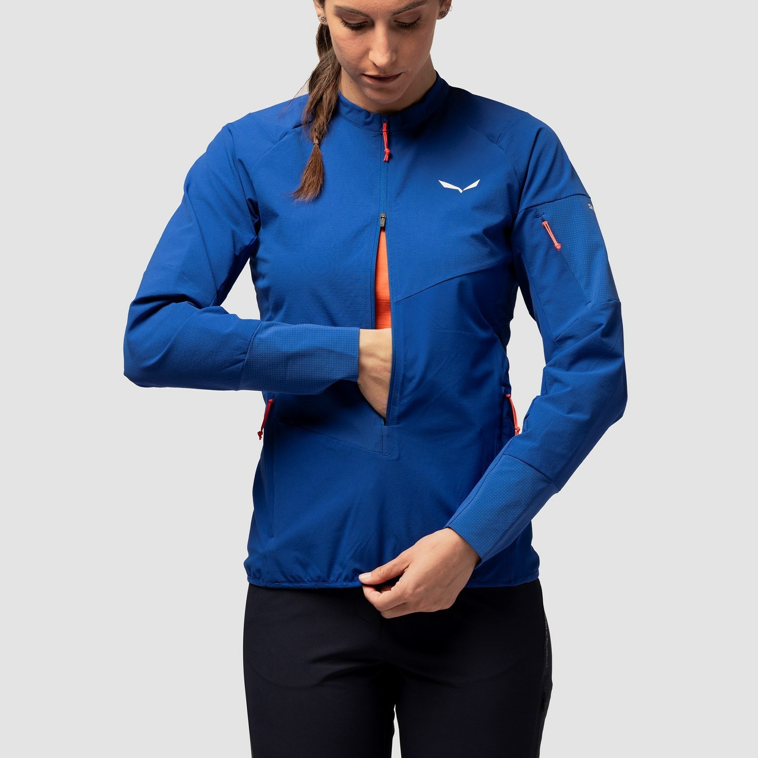 Női Salewa Agner Durastretch Anorak Softshell Kabát Kék | 5389-UHBIT