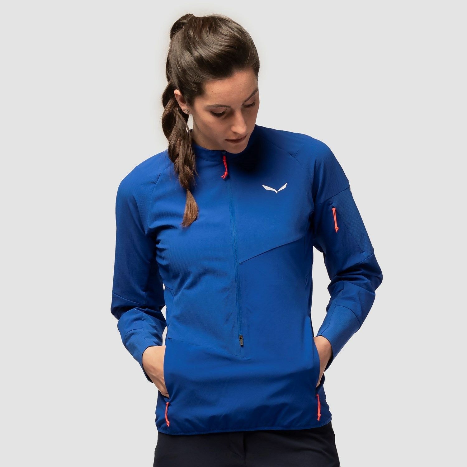 Női Salewa Agner Durastretch Anorak Softshell Kabát Kék | 5389-UHBIT