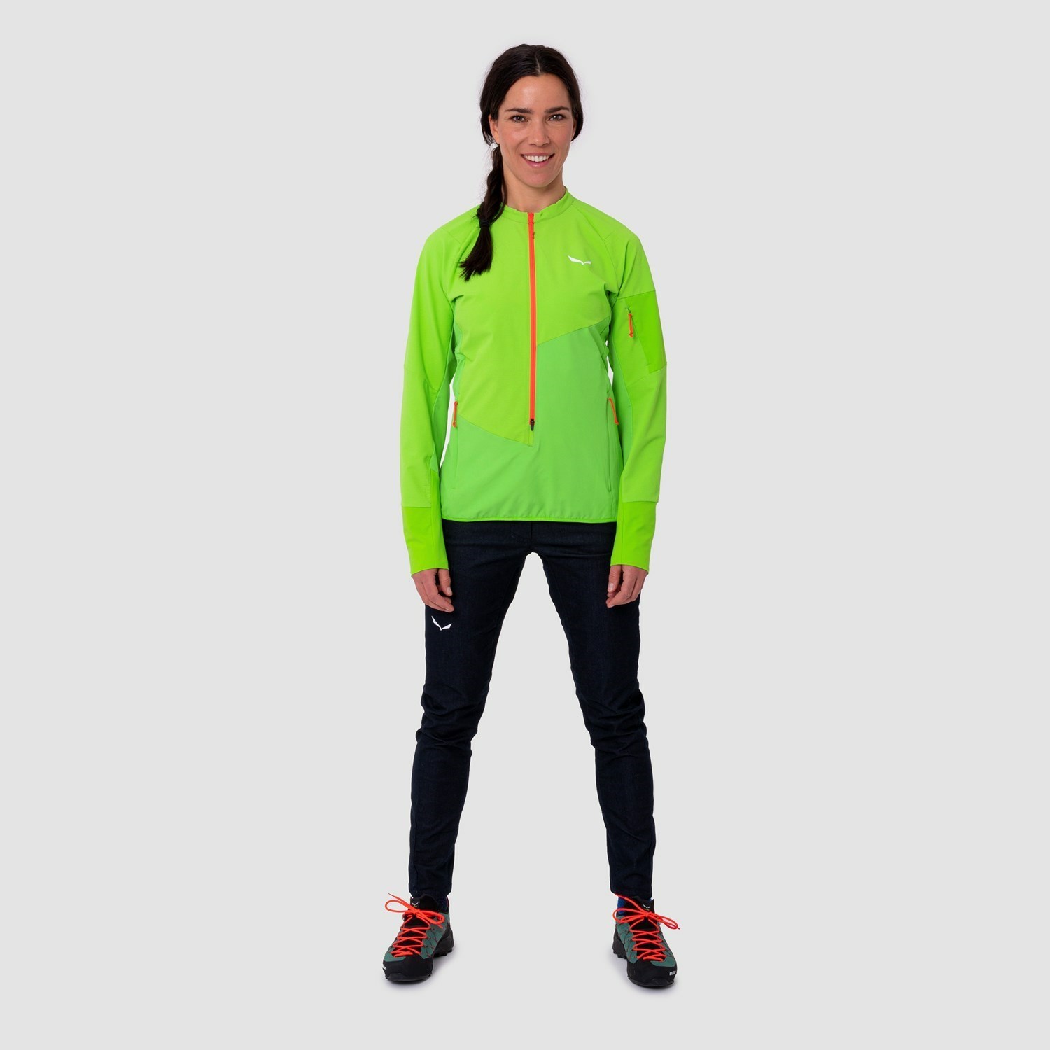 Női Salewa Agner Durastretch Anorak Softshell Kabát Zöld | 7059-MWKXB