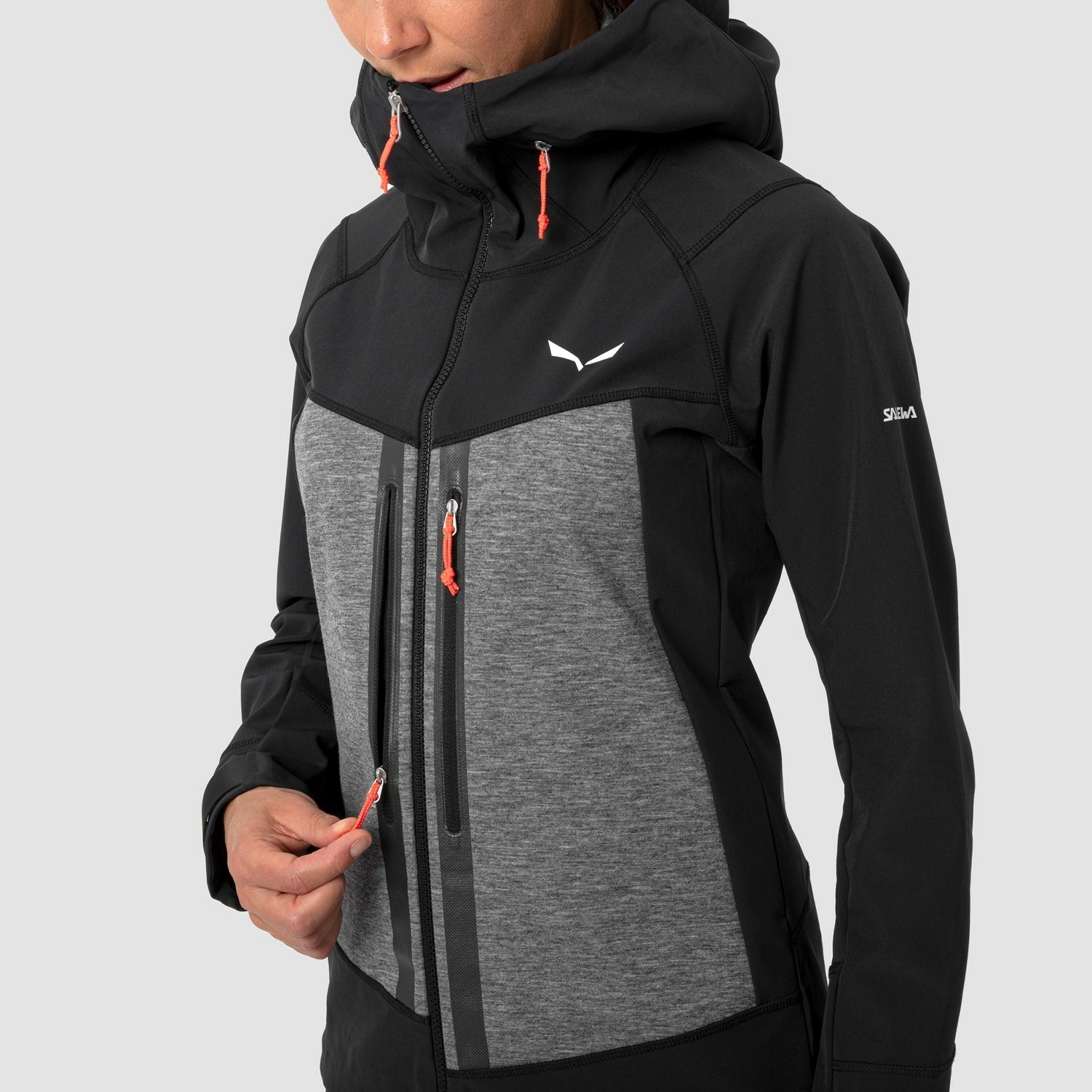 Női Salewa Comici Stormwall/Durastretch Softshell Jacket Hardshell Kabát Fekete Szürke | 5461-RUKLS