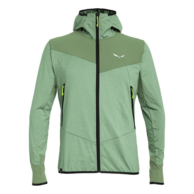 Férfi Salewa Agner Hibrid Polarlite Durastretch Csuklyás Jacket Kapucnis Pulóver Zöld | 8532-ZJHQT