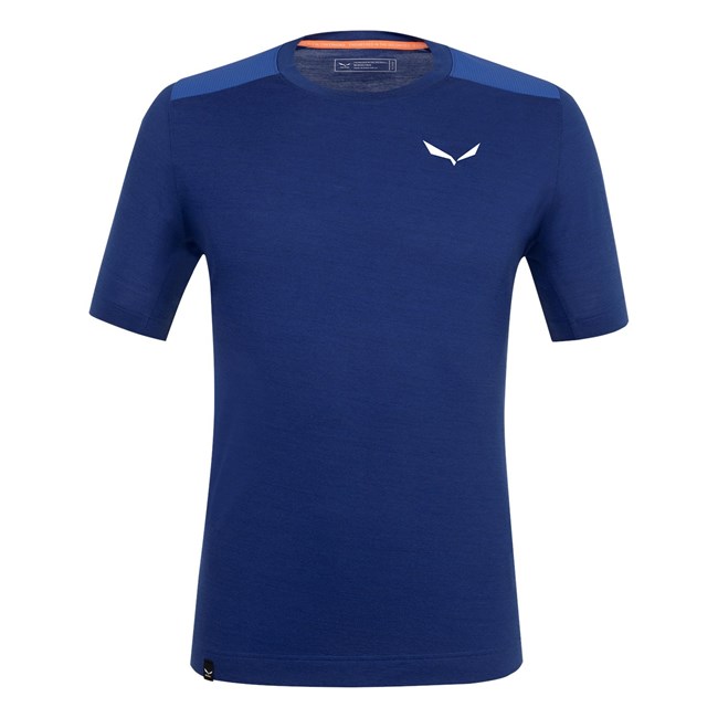 Férfi Salewa Agner Merino T-Shirt Rövid Ujjú Ing Kék | 3791-LOXPJ