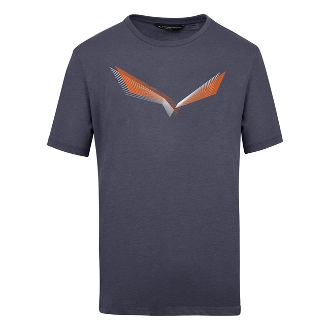 Férfi Salewa Lines Graphic Dry T-Shirt Rövid Ujjú Ing Sötétkék | 3975-UOESR