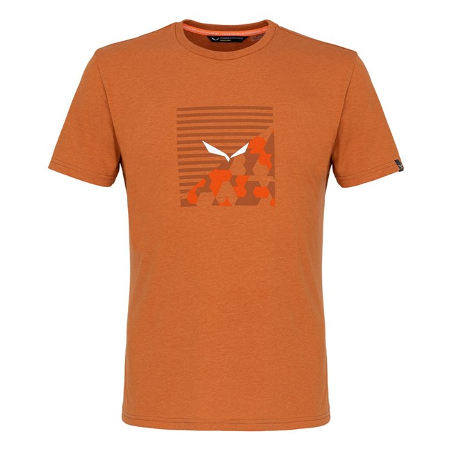 Férfi Salewa Printed Box Dry T-Shirt Rövid Ujjú Ing Narancssárga | 4358-BMTJI