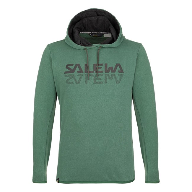 Férfi Salewa Puez Hemp Logo Hoodie Kapucnis Pulóver Zöld | 7690-RCDOZ