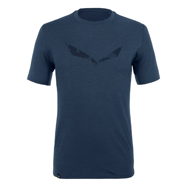 Férfi Salewa Pure Logo Alpine Merino Responsive T-Shirt Rövid Ujjú Ing Sötétkék | 1067-YCAJZ