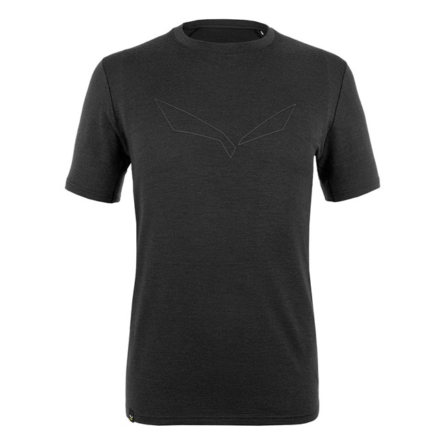 Férfi Salewa Pure Logo Alpine Merino Responsive T-Shirt Rövid Ujjú Ing Fekete | 2806-YJRCF