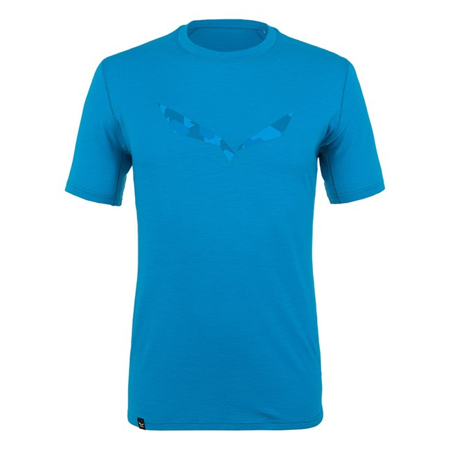 Férfi Salewa Pure Logo Alpine Merino Responsive T-Shirt Rövid Ujjú Ing Kék | 9324-UNHTJ