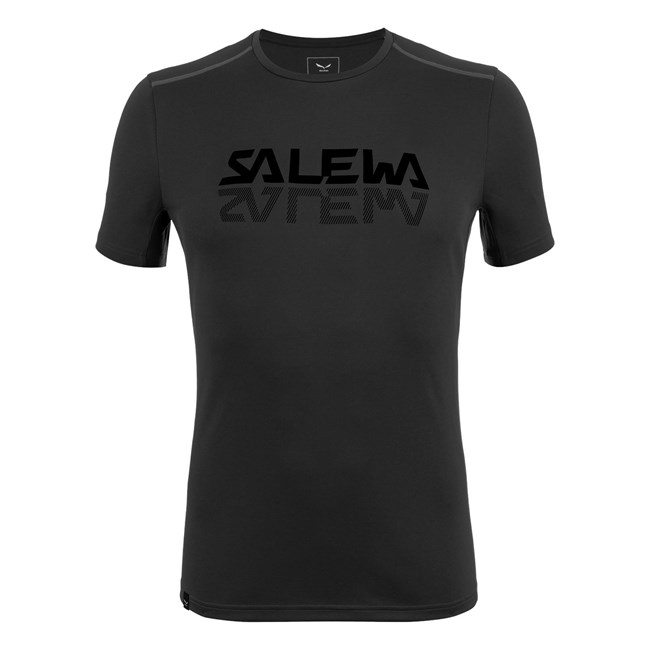 Férfi Salewa Sportos Graphic Dry T-shirt Rövid Ujjú Ing Fekete | 6732-CXZKT