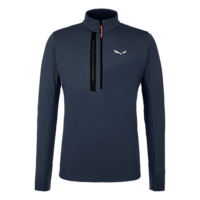 Férfi Salewa Vajolet Polarlite Responsive Half Zip Fleece Hosszú Ujjú Ing Sötétkék | 0248-GDNFT